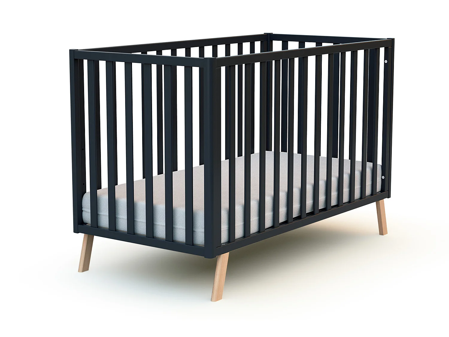 Lettino bambini evolutivo CONFORT legno - Grafite grigio - 60 x 120 - 125,50 x 64 x 81,50 cm