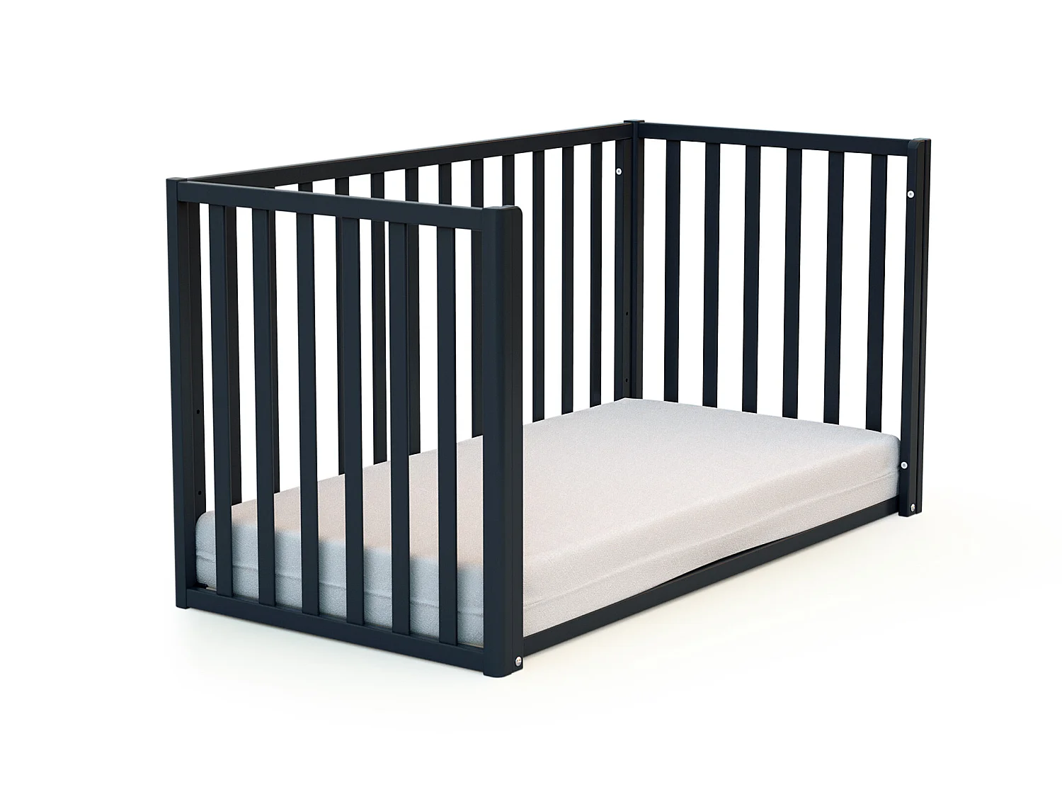 Lettino bambini evolutivo CONFORT legno - Grafite grigio - 60 x 120 - 125,50 x 64 x 81,50 cm