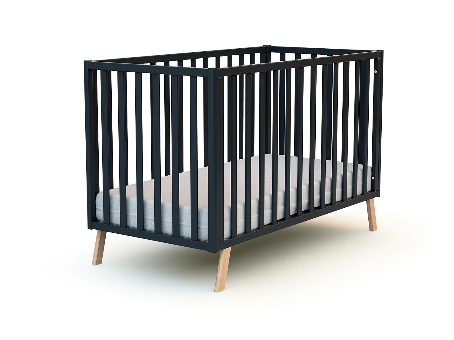 Cama de bebe convertível CONFORT de madeira Cinzento Grafite 60 x 120 cm