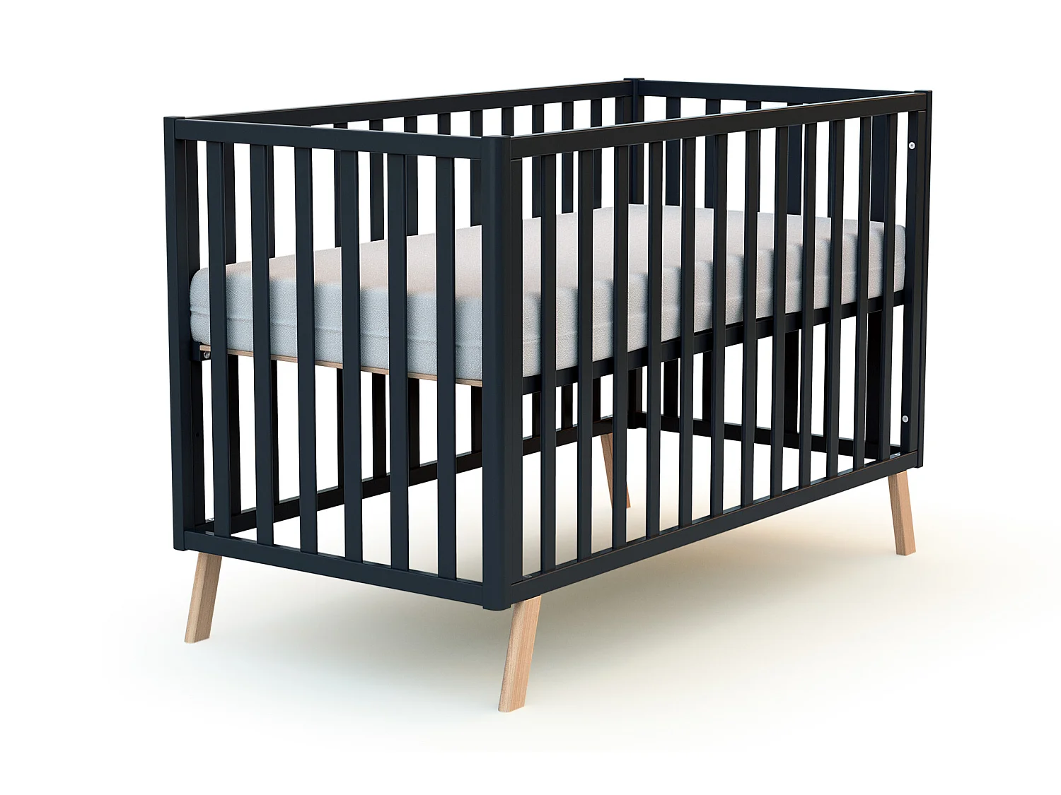 Lit bébé évolutif en bois CONFORT Gris Graphite 60 x 120 cm