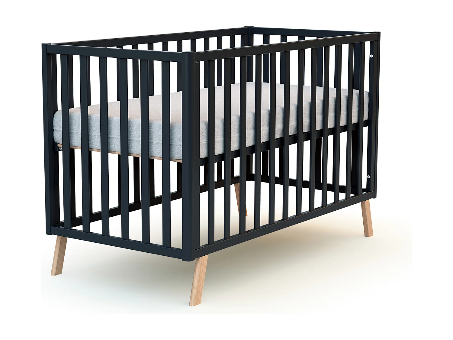 Lettino forma di casa trasformabile CONFORT legno - Grafite grigio/Faggio