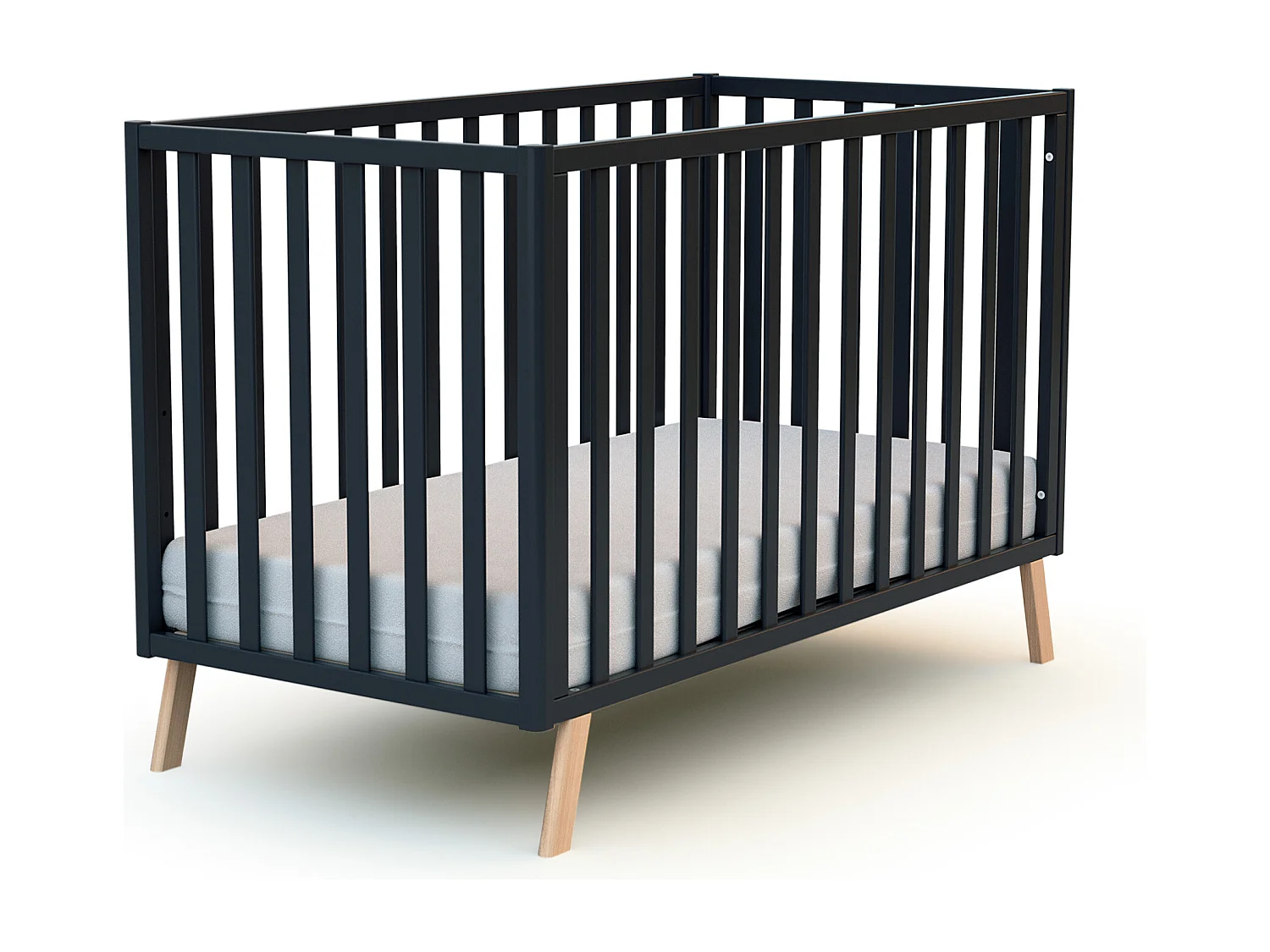 Lettino forma di casa trasformabile CONFORT legno - Grafite grigio/Faggio