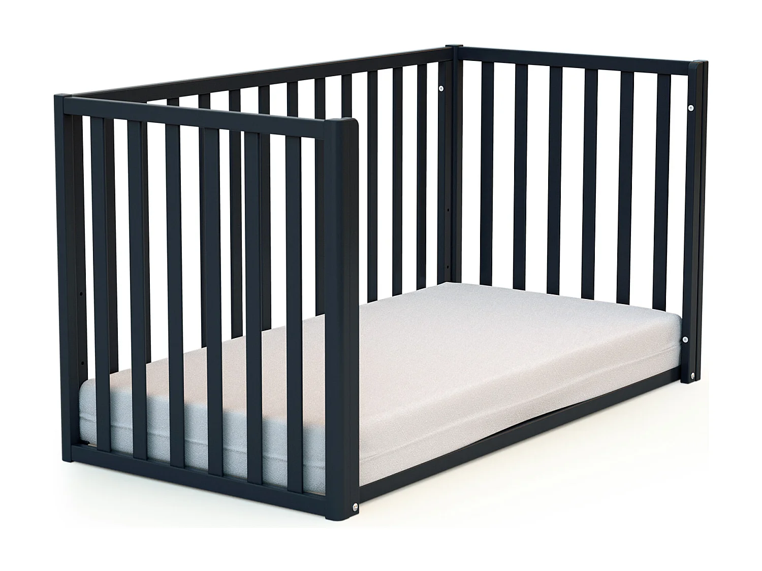 Lettino forma di casa trasformabile CONFORT legno - Grafite grigio/Faggio