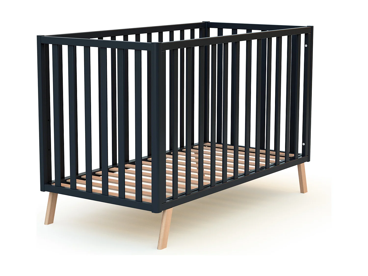 Lettino forma di casa trasformabile CONFORT legno - Grafite grigio/Faggio