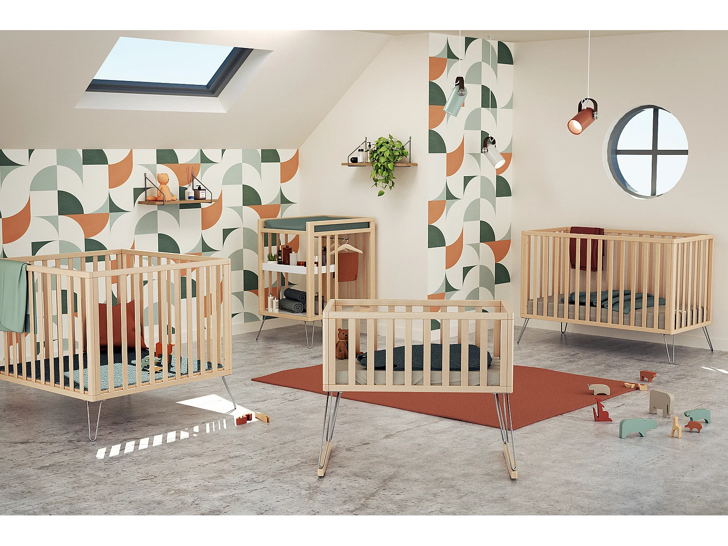 Babybett ONLY Holz Stahl 60 x 120