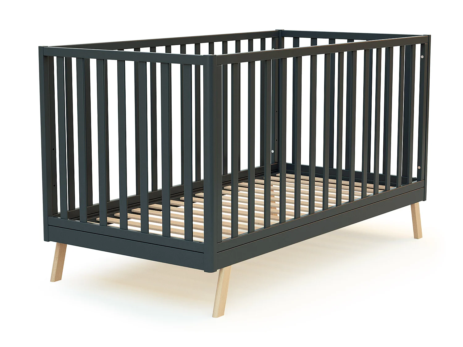 Erweiterbares Babybett KASA Holz Graphitgrau 70 x 140