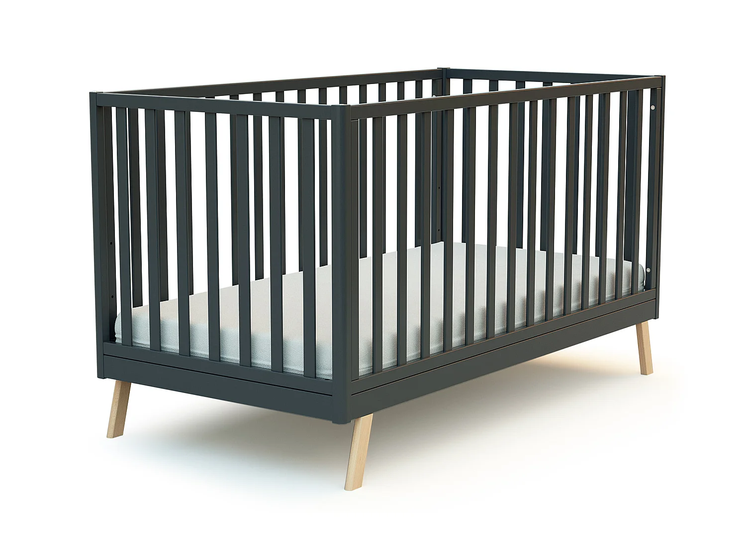 Lit bébé évolutif en bois KASA Gris Graphite 70 x 140 cm