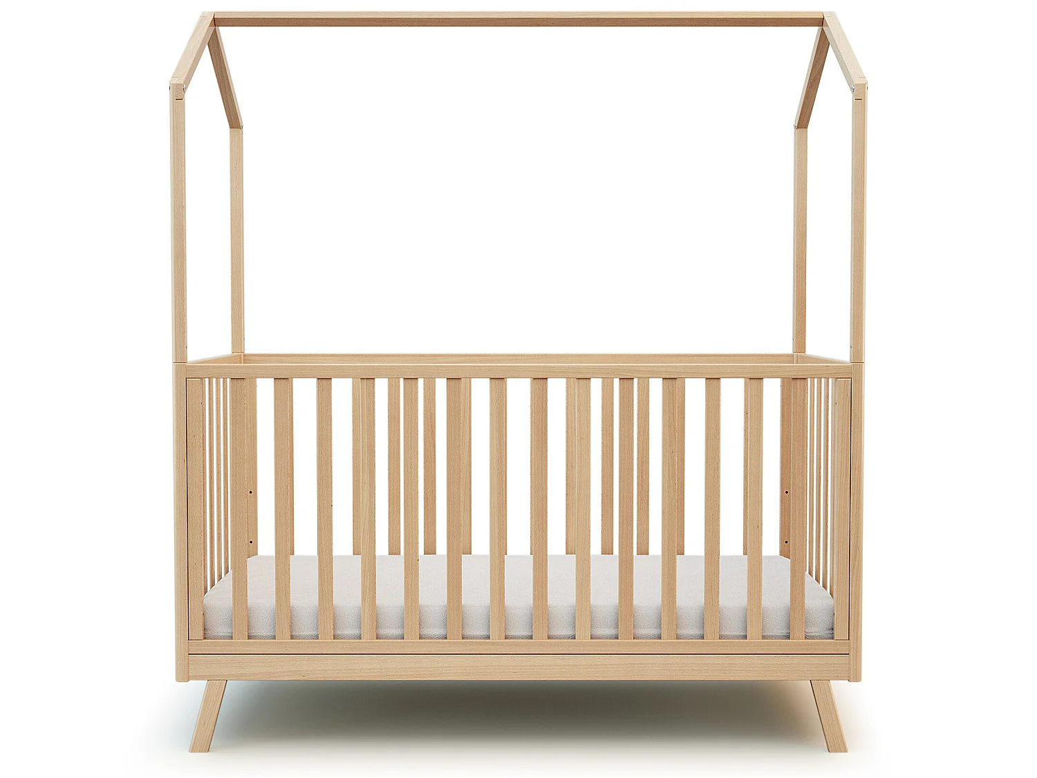 Lit cabane bébé évolutif en bois CONFORT Hêtre Verni 70 x 140 cm