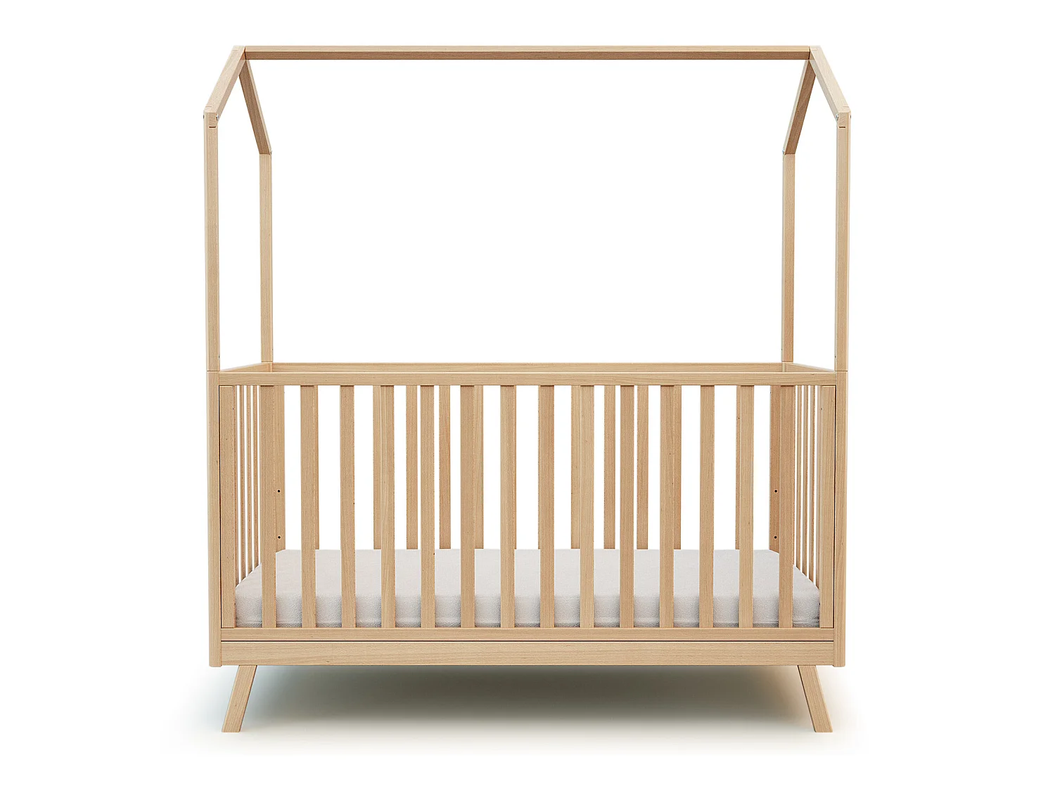Cuna bebé casita evolutiva CONFORT madera - Haya Barnizada - 70 x 140 - 146 x 74.50 x 162.50 cm
