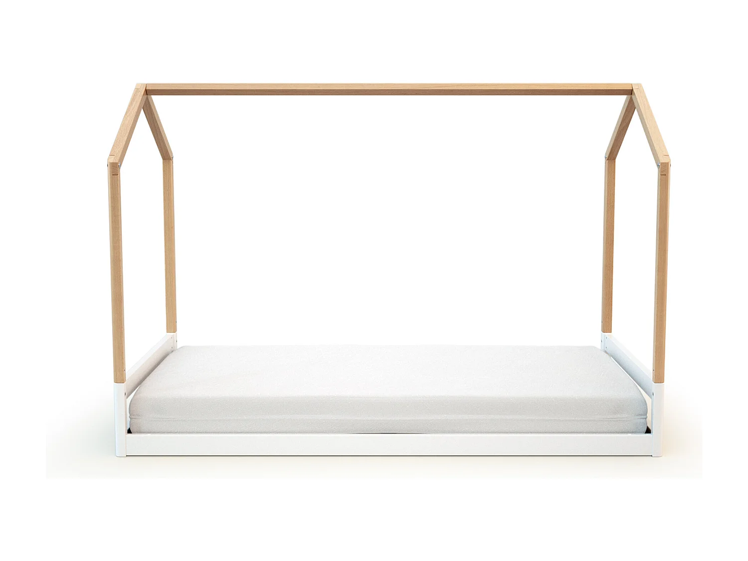 Umwandelbares Hüttenbett für Babys CONFORT Holz Weiß und Buche Lackiert 70 x 140