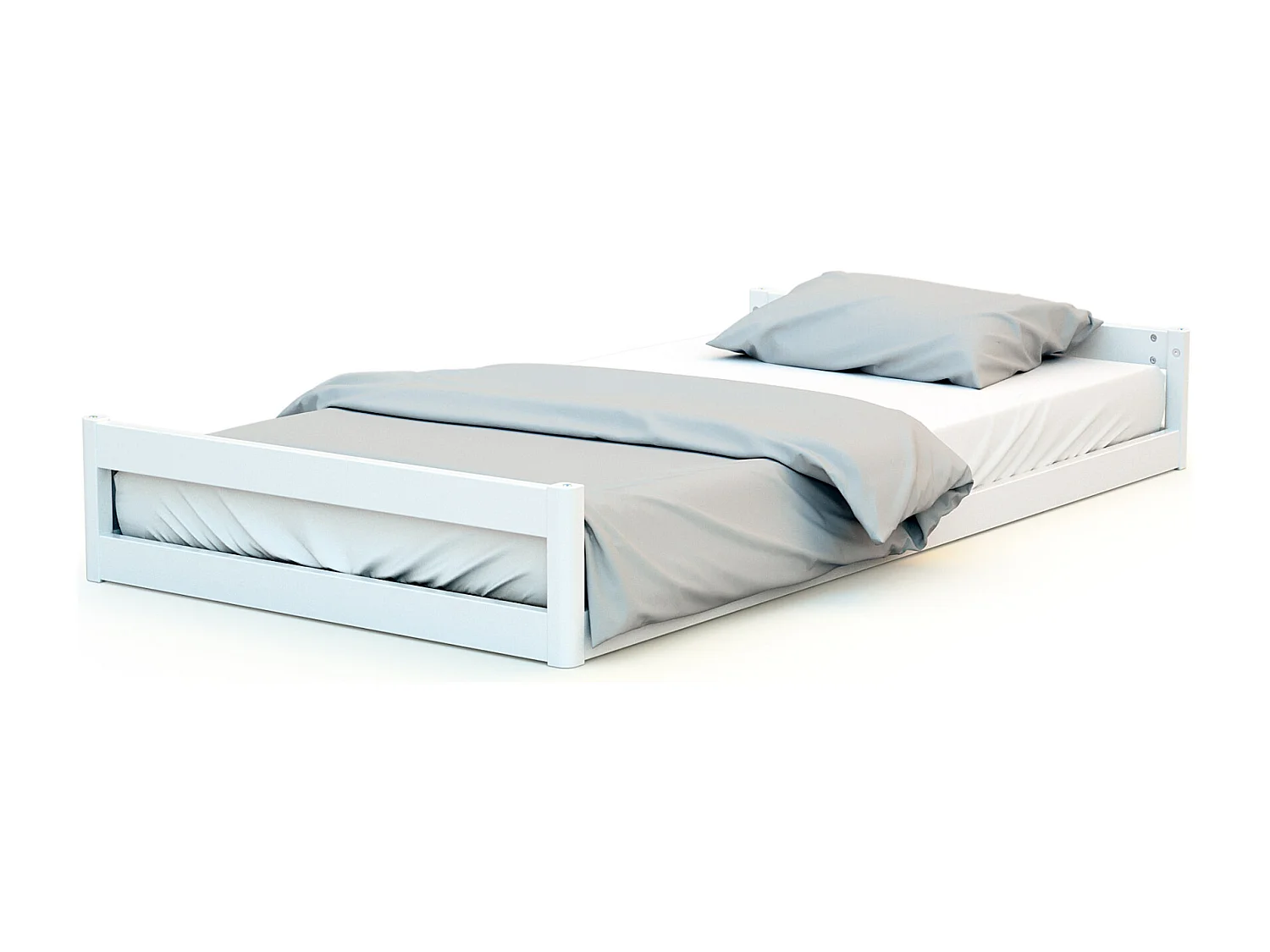 Cama de bebe convertível em cabana CONFORT de madeira Branco e Faia 70 x 140 cm