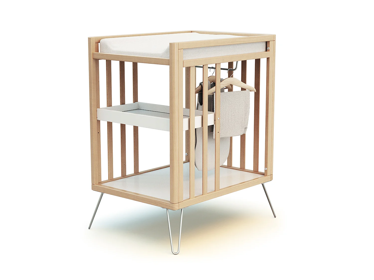 Fasciatoio com 2 prateleiras ONLY legno - Faggio/Acciacaio - 76 x 56 x 94 cm