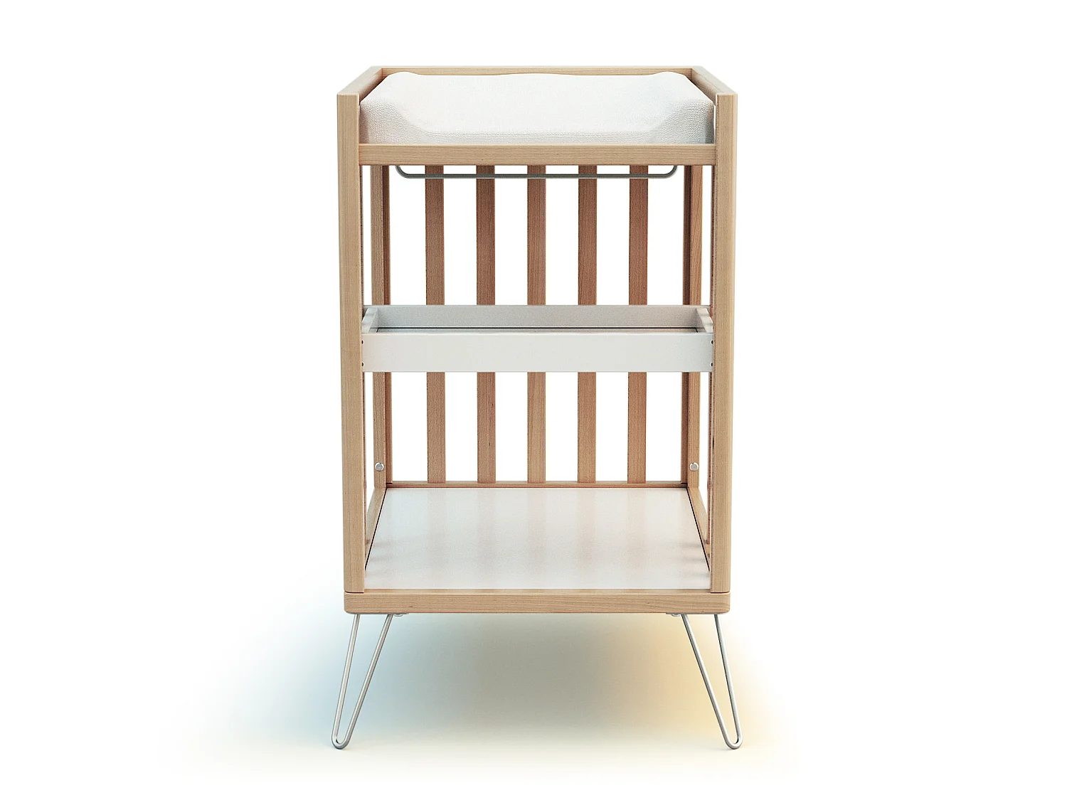 Fasciatoio com 2 prateleiras ONLY legno - Faggio/Acciacaio - 76 x 56 x 94 cm