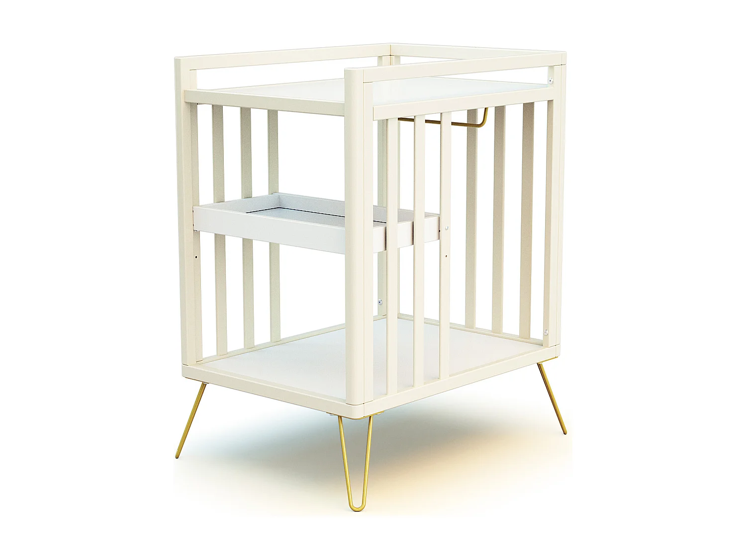 Fasciatoio com 2 prateleiras ONLY legno - Faggio/Giallo - 76 x 56 x 94 cm