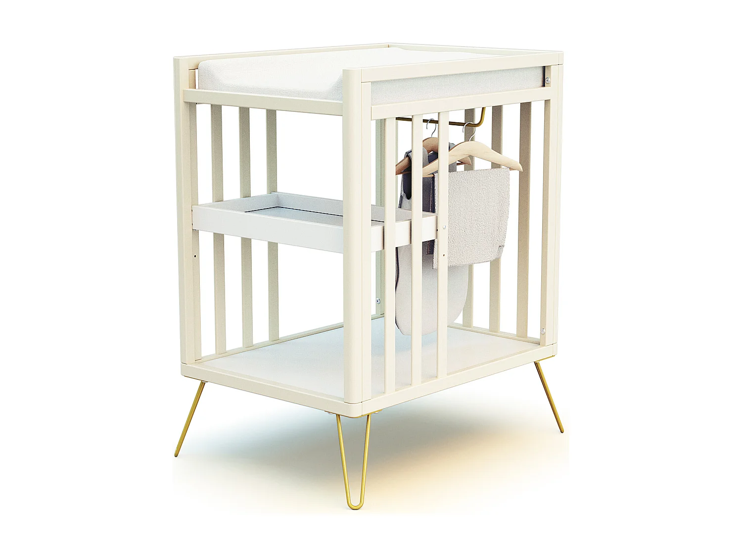 Fasciatoio com 2 prateleiras ONLY legno - Faggio/Giallo - 76 x 56 x 94 cm