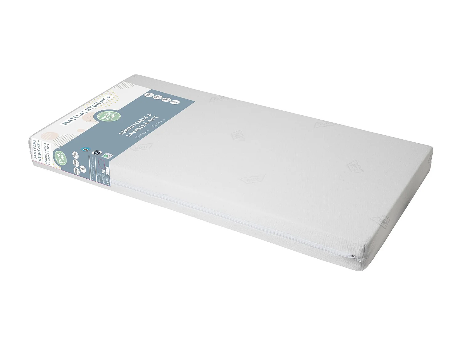 Matelas hygiène déhoussable lit bébé 60 x 120 cm - 100% polyuréthane - Blanc