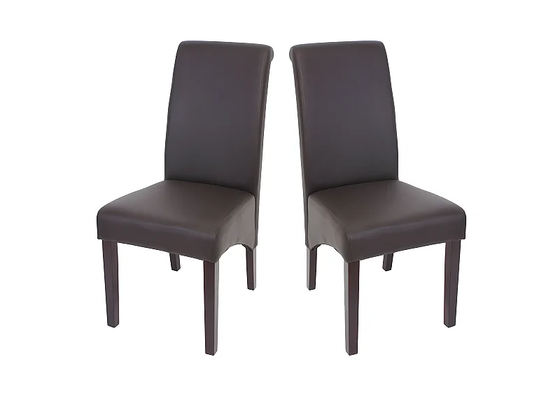 Set de 2 chaises de salle à manger en synthétique marron mat pieds foncés CDS04025