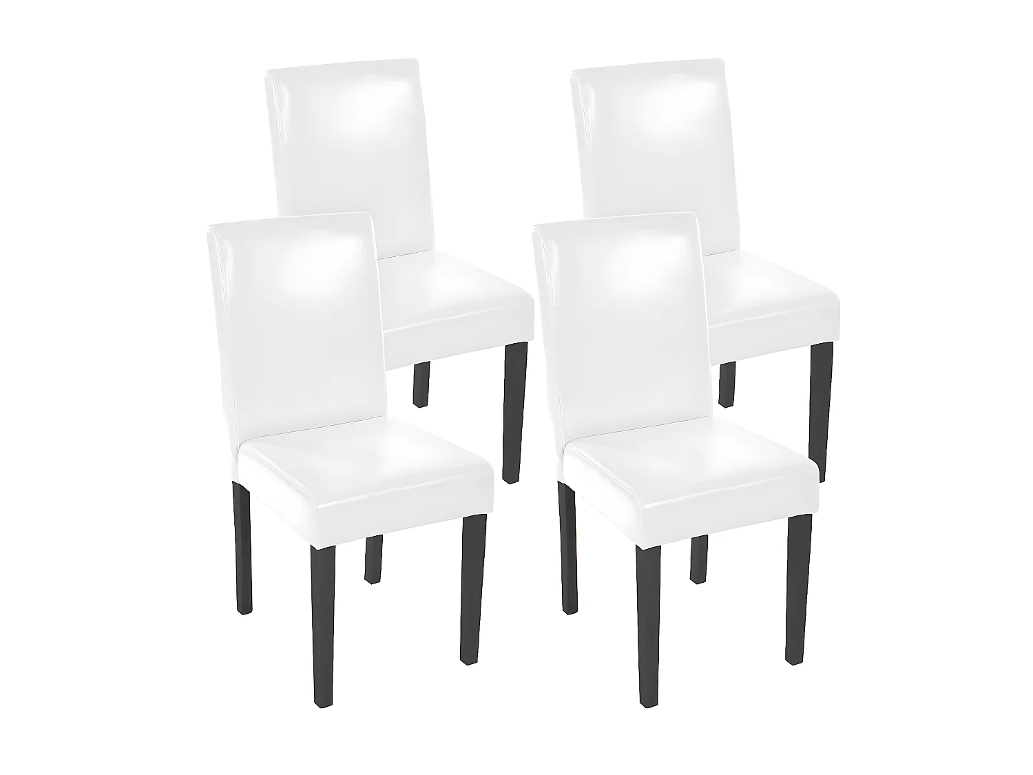Lot de 4 chaises de salle à manger synthétique blanc pieds foncés CDS04148
