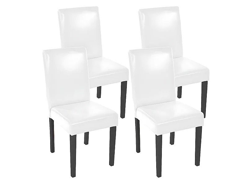 Lot de 4 chaises de salle à manger synthétique blanc pieds foncés CDS04148