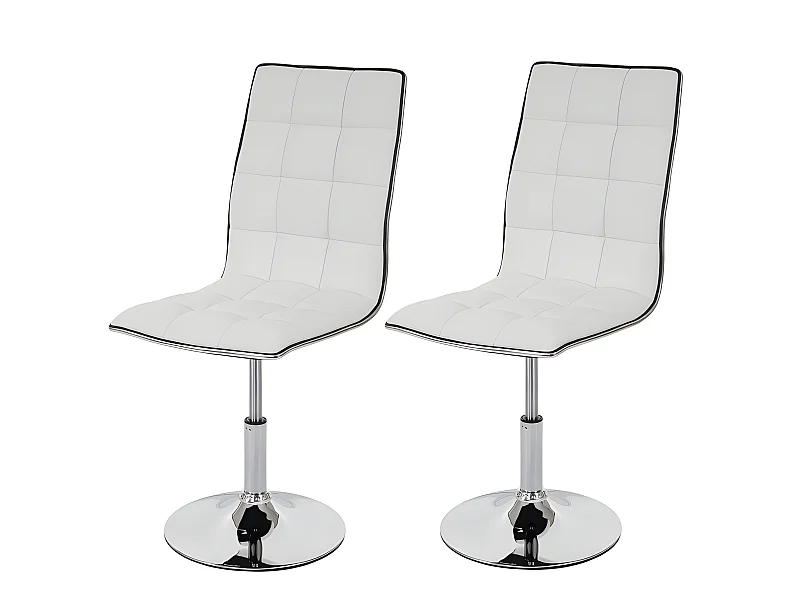 Lot de 2 chaises de salle à manger hauteur réglable en synthétique blanc CDS04078