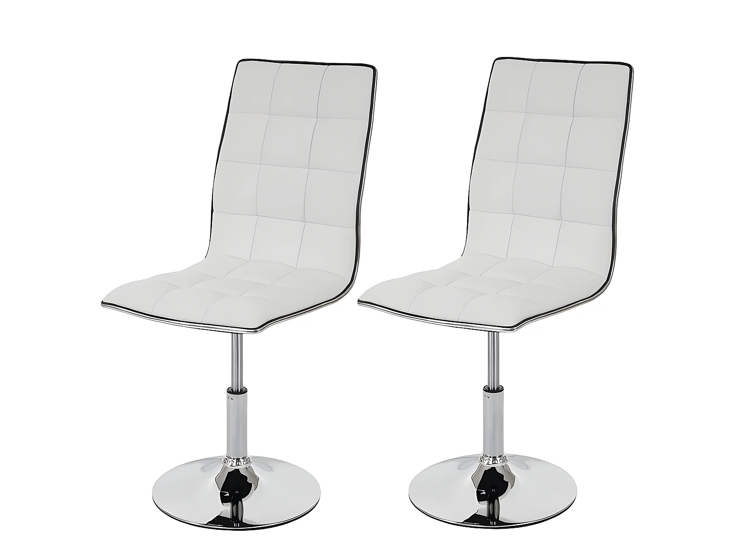 Lot de 2 chaises de salle à manger hauteur réglable en synthétique blanc CDS04078