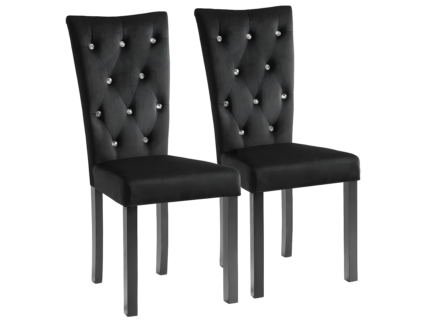 Lot de 2 chaises de salle à manger cuisine design contemporain velours noir CDS020897