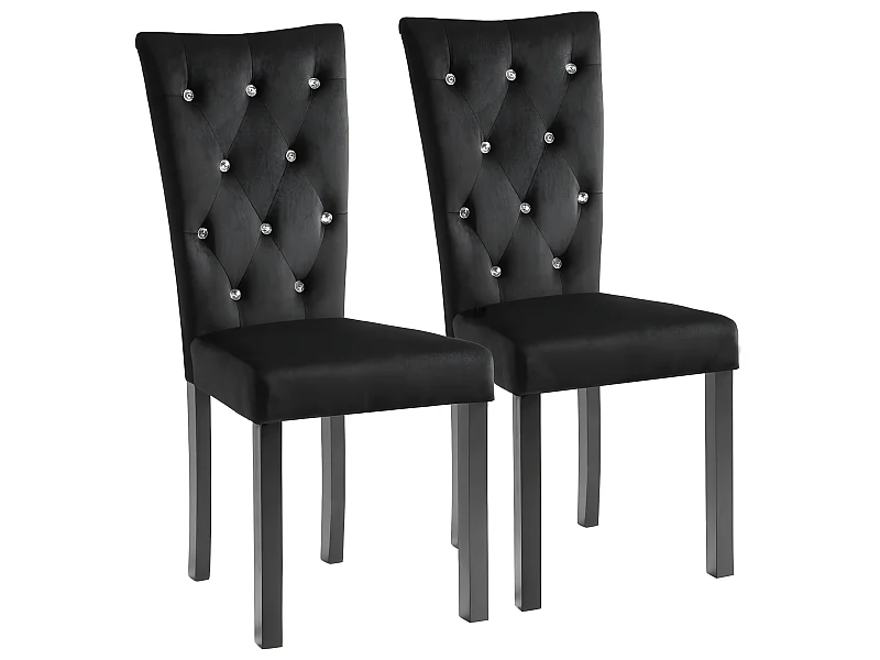 Lot de 2 chaises de salle à manger cuisine design contemporain velours noir CDS020897