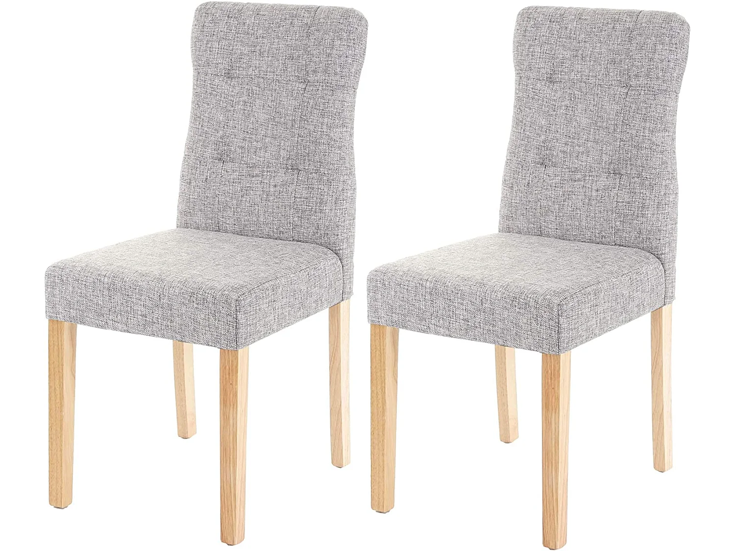 Lot de 2 chaises en tissu gris pieds en bois clair CDS04445