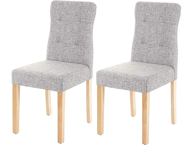 Lot de 2 chaises en tissu gris pieds en bois clair CDS04445