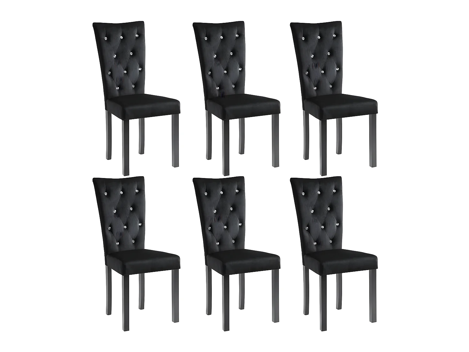 Lot de 6 chaises de salle à manger cuisine design classique velours noir CDS022739
