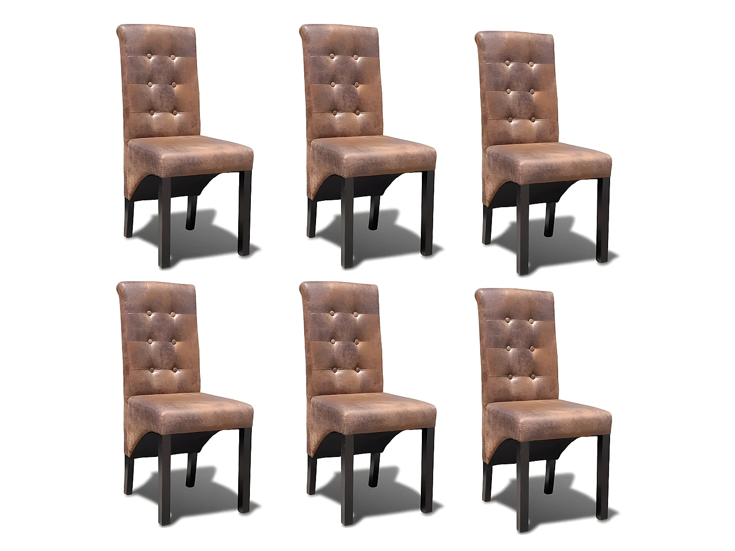 Lot de 6 chaises de salle à manger cuisine design élégant et intemporel en synthétique marron CDS022593
