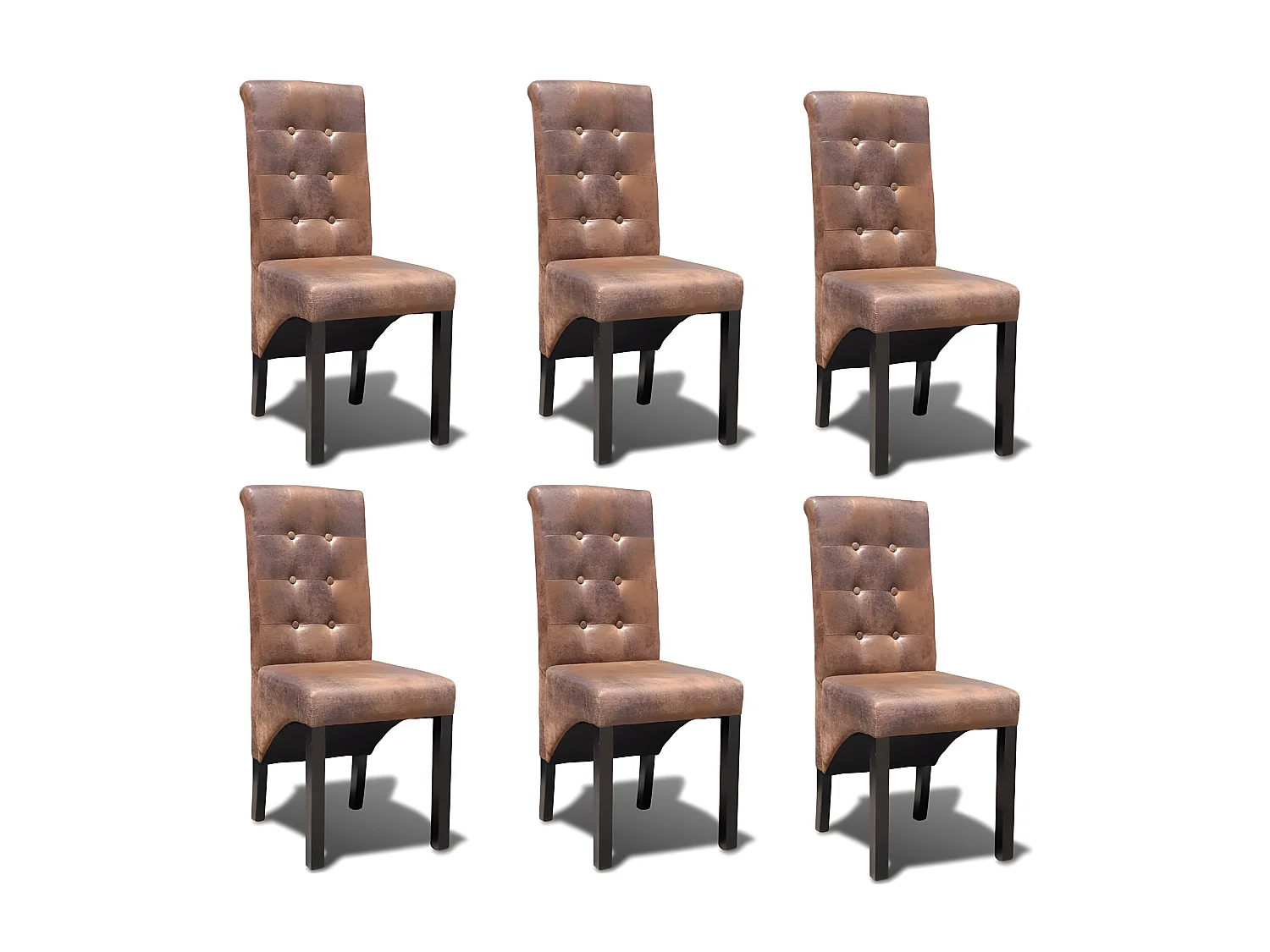 Lot de 6 chaises de salle à manger cuisine design élégant et intemporel en synthétique marron CDS022593