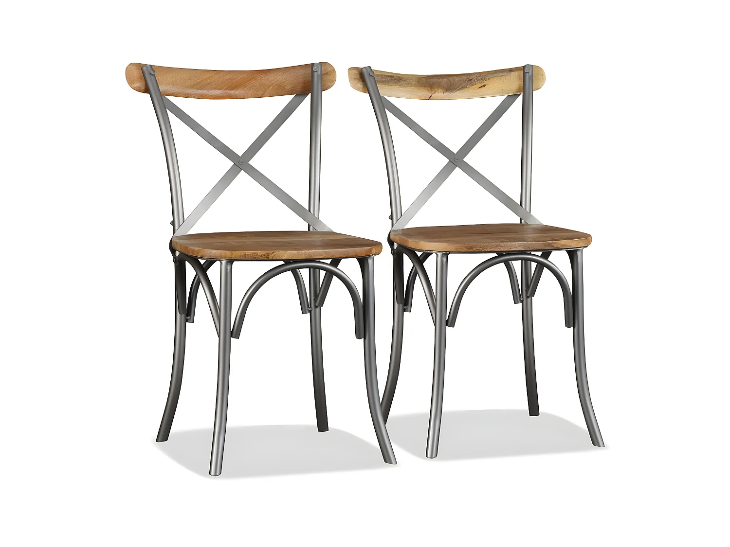 Lot de 6 chaises de salle à manger cuisine design industriel bois de manguier massif et acier CDS022103