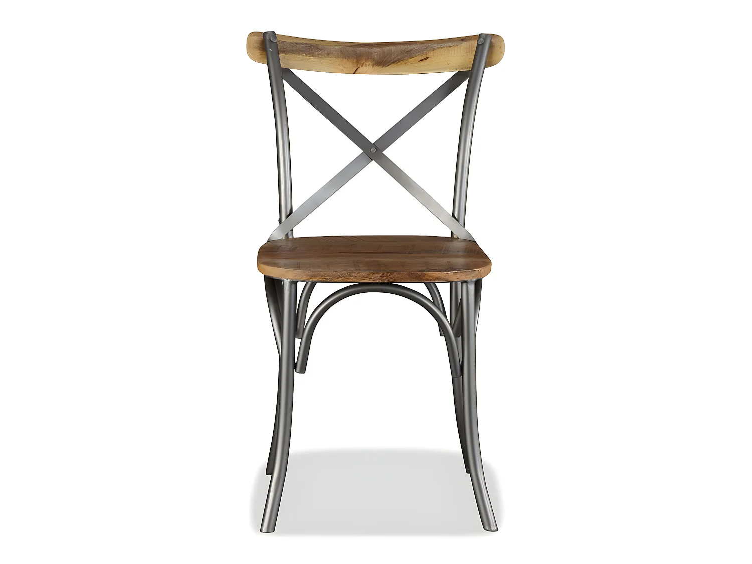 Lot de 6 chaises de salle à manger cuisine design industriel bois de manguier massif et acier CDS022103