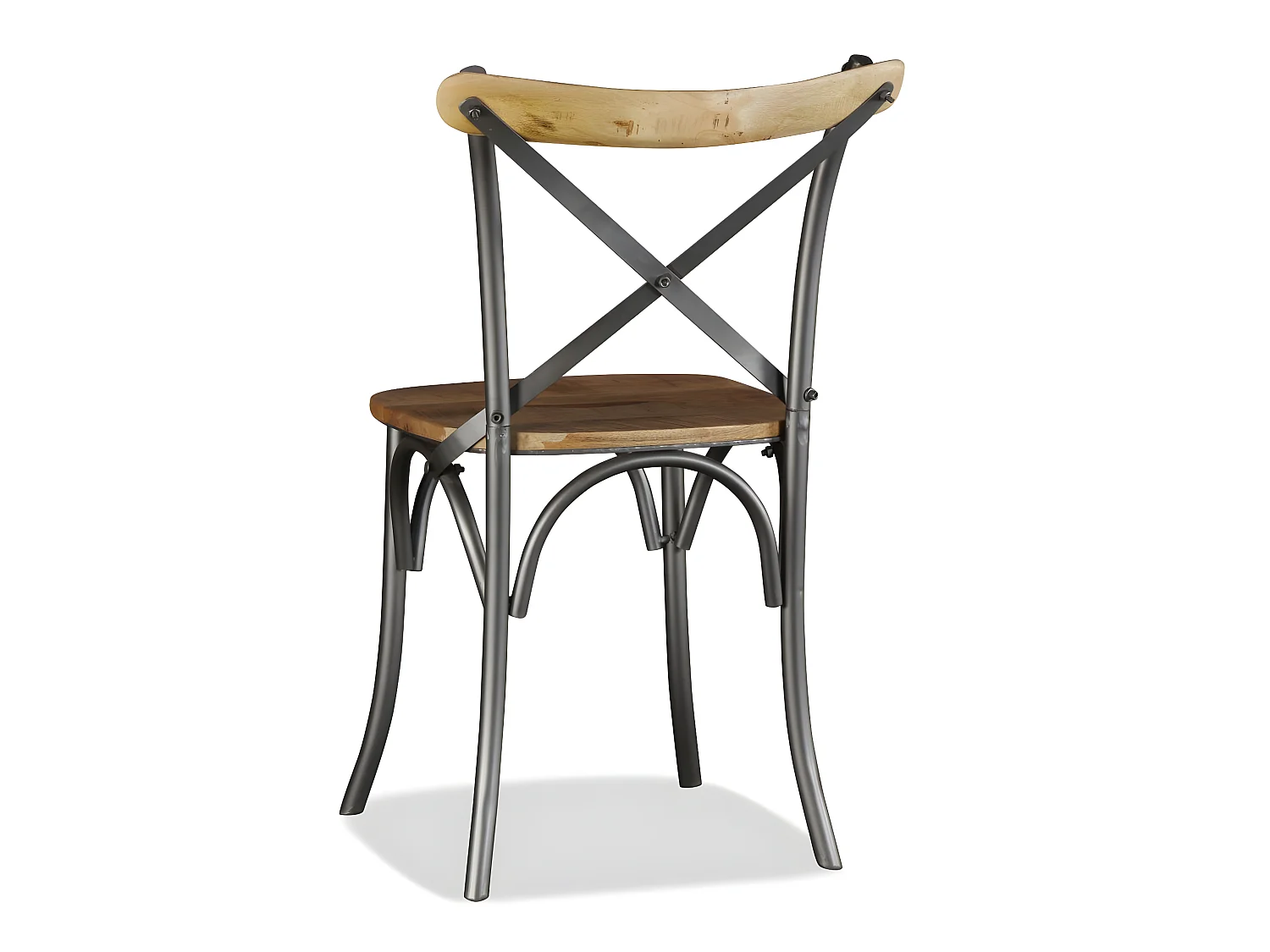 Lot de 6 chaises de salle à manger cuisine design industriel bois de manguier massif et acier CDS022103