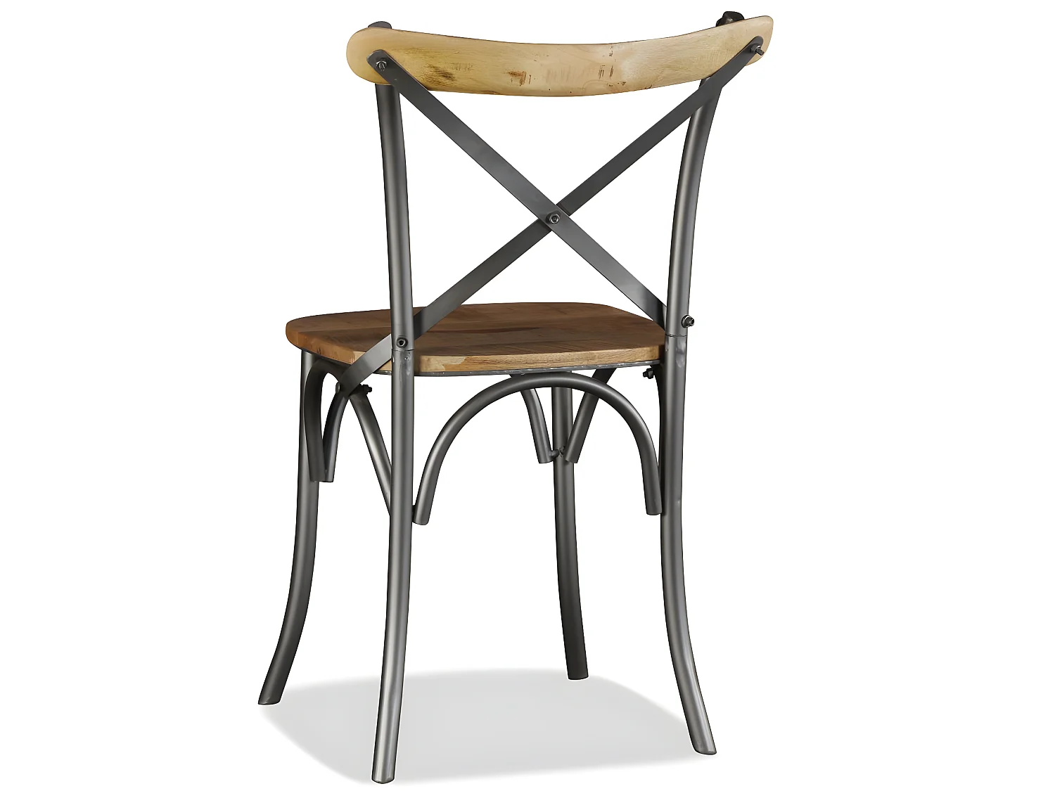 Lot de 6 chaises de salle à manger cuisine design industriel bois de manguier massif et acier CDS022103