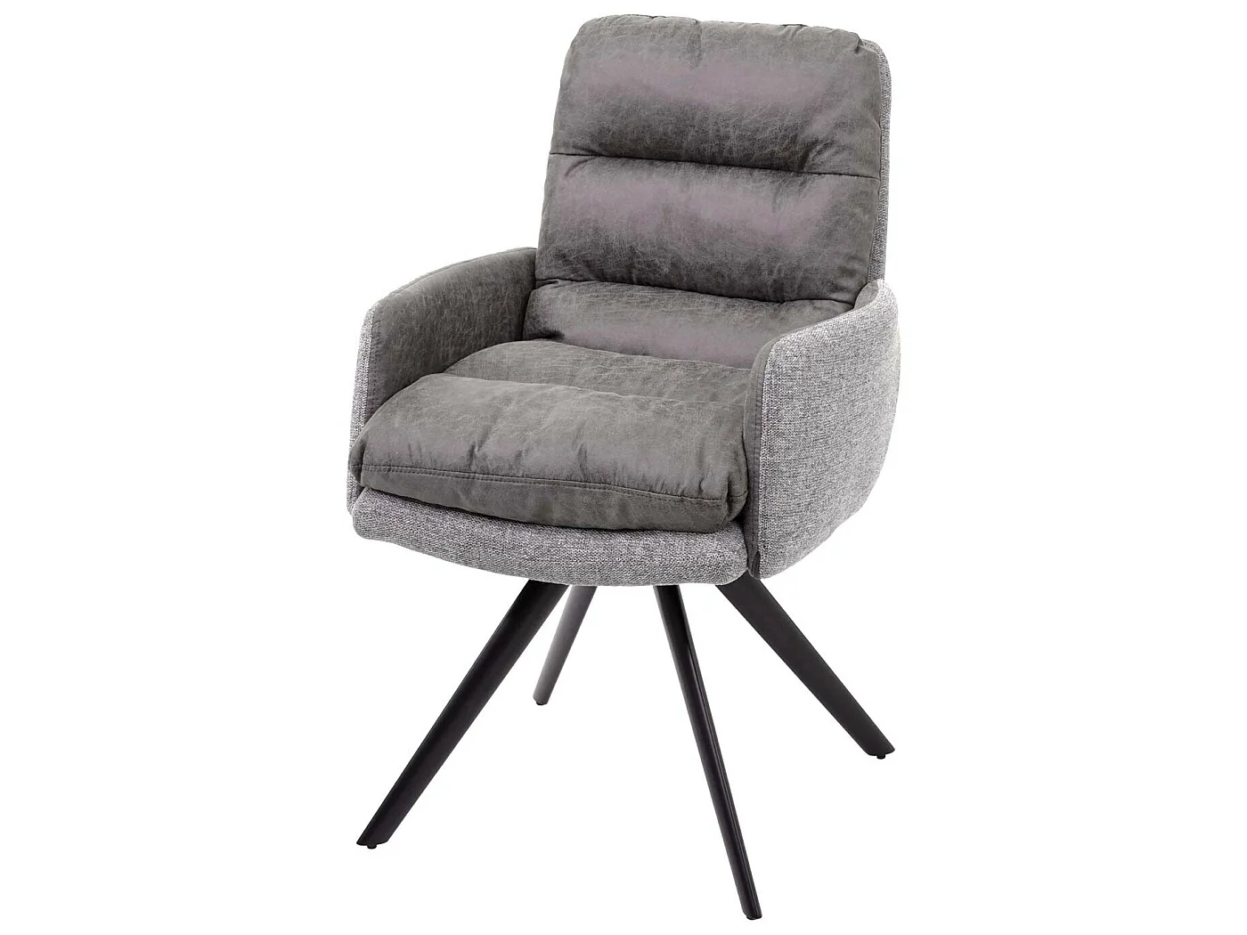 6x chaises de salle à manger fauteuil lounge avec accoudoir confortable rotative en tissu gris clair 04_0000860