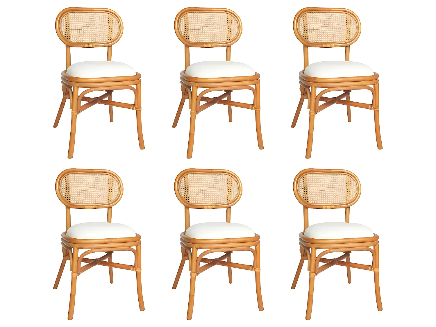 Lot de 6 chaises de salle à manger cuisine design rétro lin marron clair CDS022562