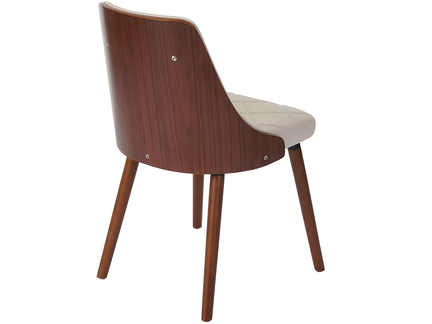 Lot de 6 chaises de salle à manger capitonné design chic en bois noyer et assise en synthétique crème CDS04669