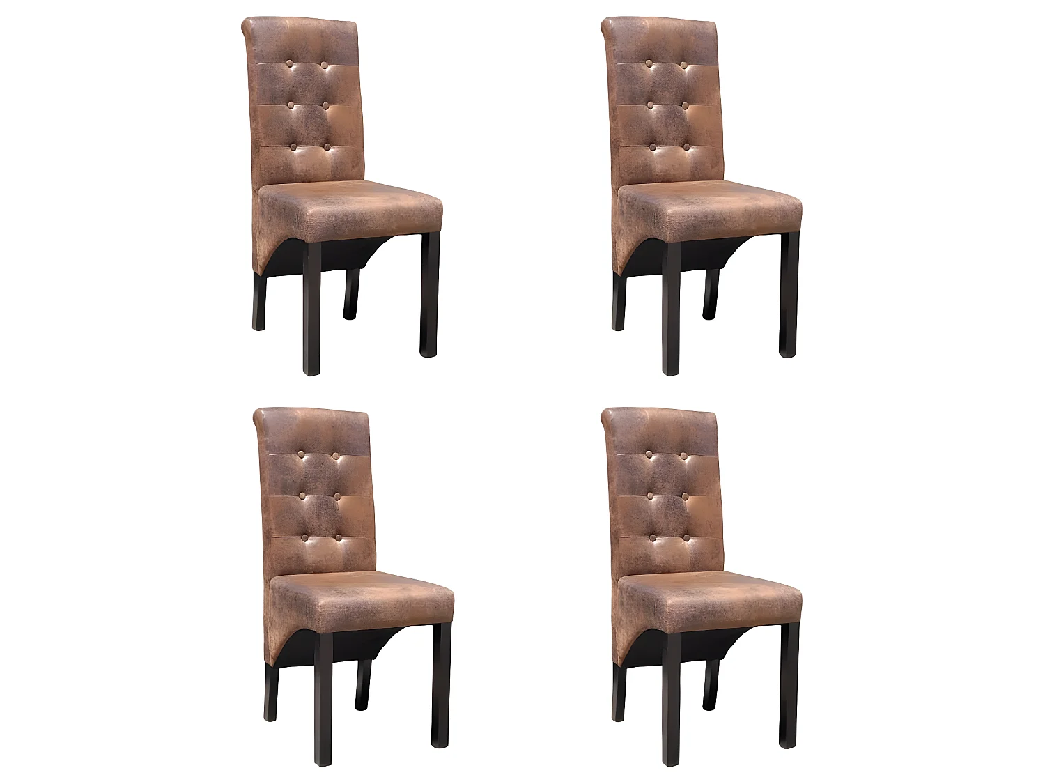 Lot de 4 chaises de salle à manger cuisine style vintage en synthétique marron daim CDS021707