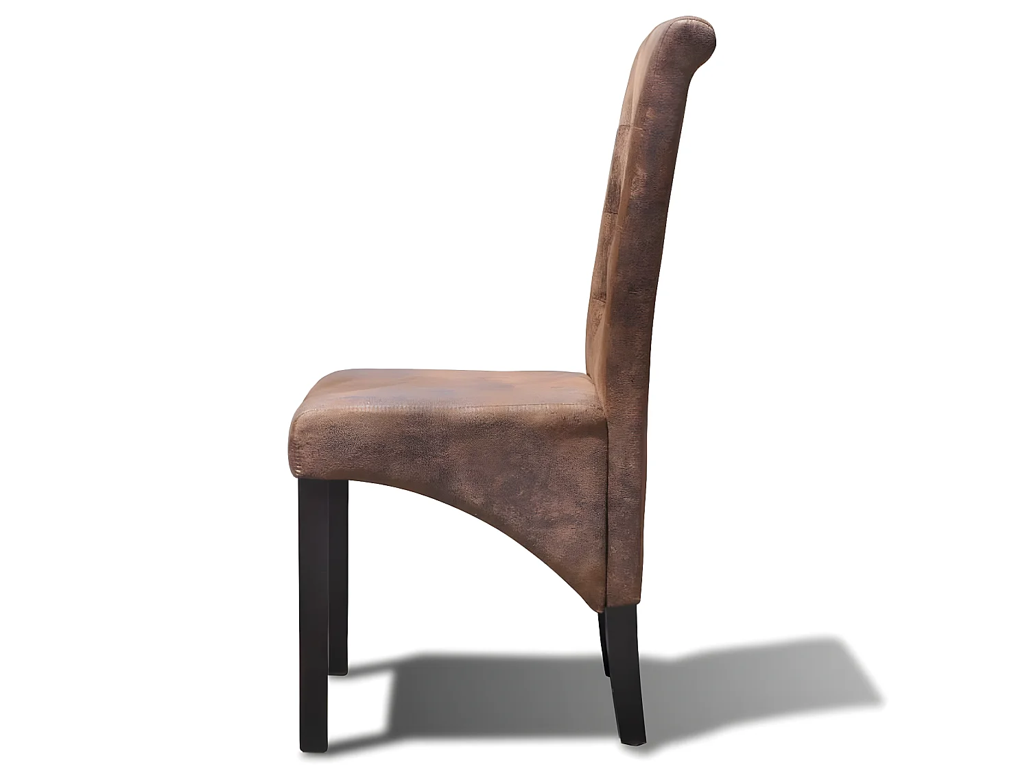 Lot de 4 chaises de salle à manger cuisine style vintage en synthétique marron daim CDS021707