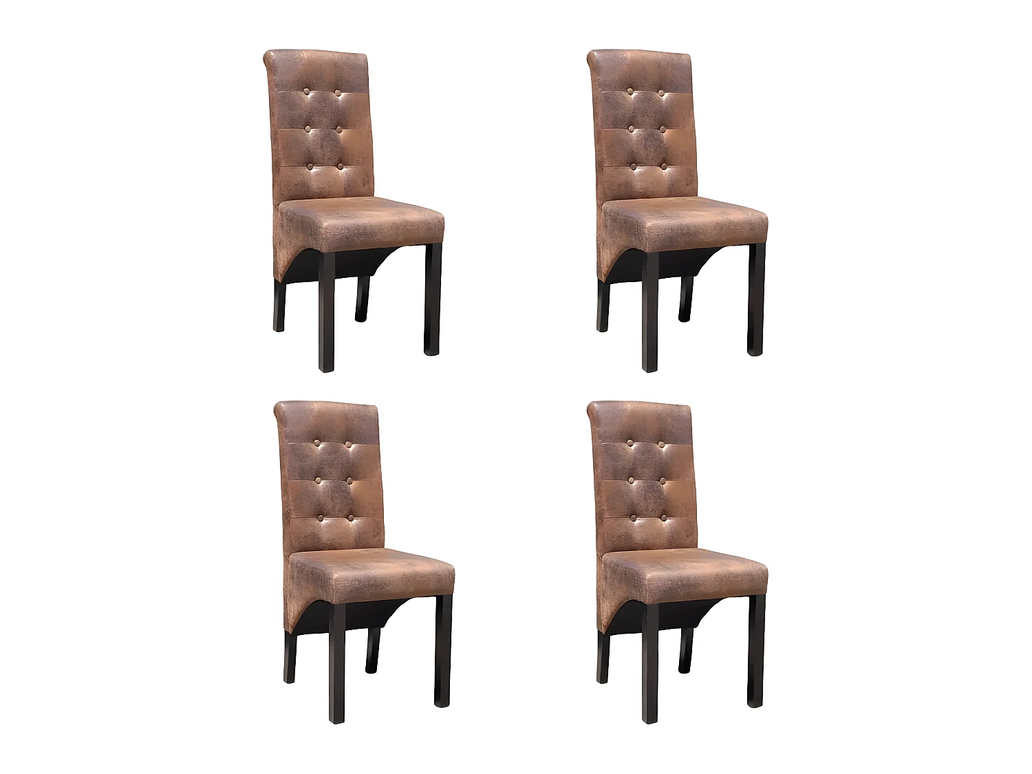 Lot de 4 chaises de salle à manger cuisine style vintage en synthétique marron daim CDS021707