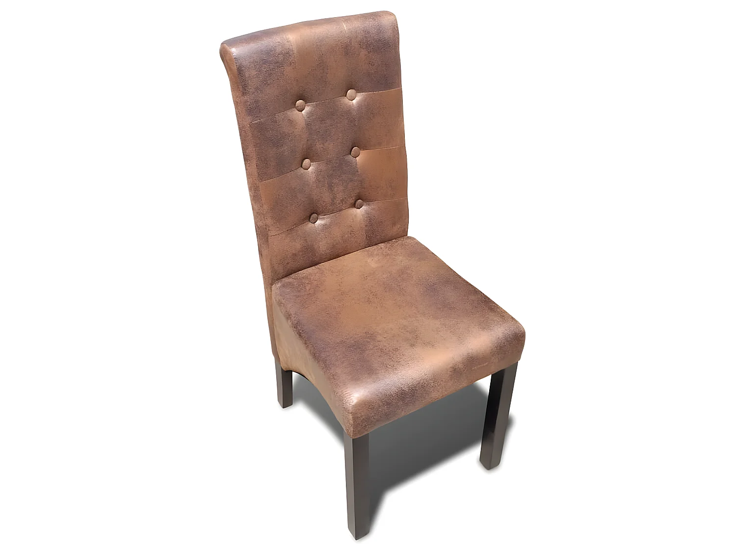 Lot de 4 chaises de salle à manger cuisine style vintage en synthétique marron daim CDS021707