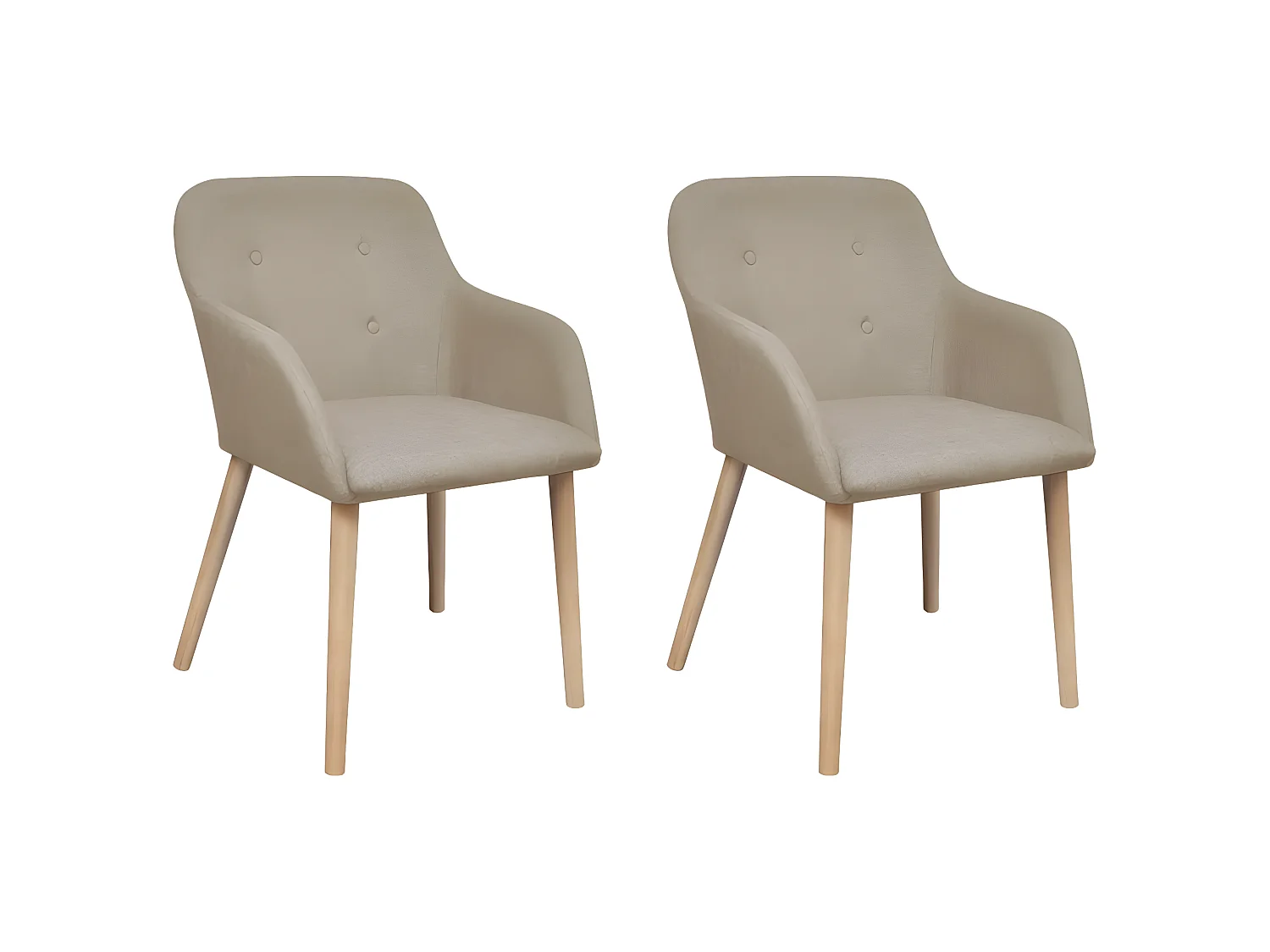Lot de 2 chaises de salle à manger cuisine design scandinave beige tissu et chêne massif CDS020156