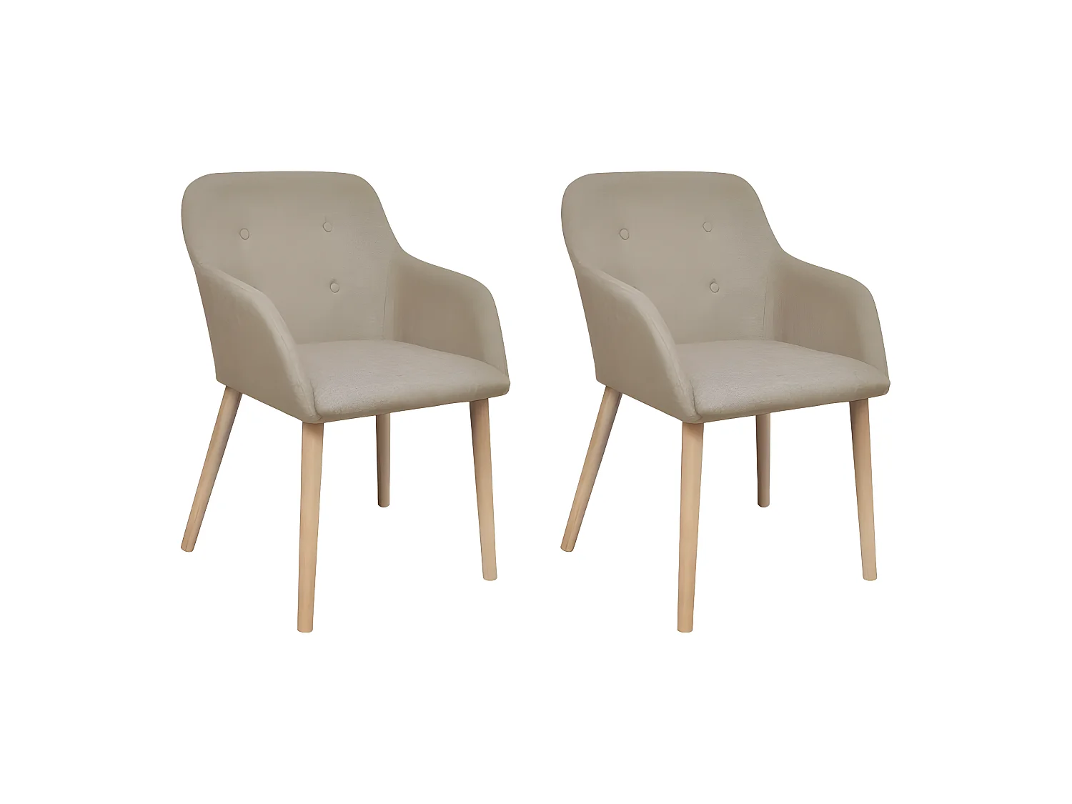 Lot de 2 chaises de salle à manger cuisine design scandinave beige tissu et chêne massif CDS020156