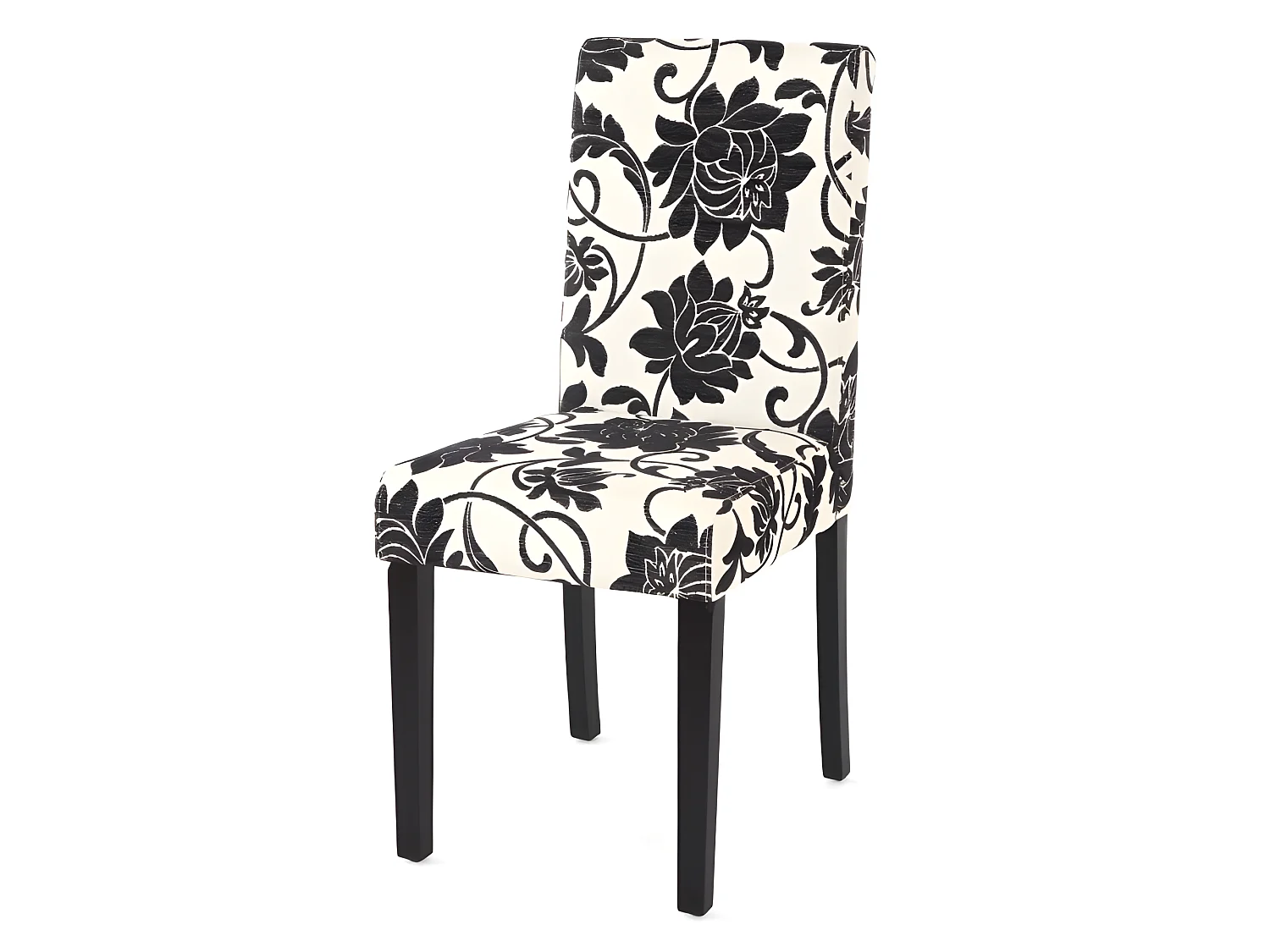 Lot de 6 chaises de salle à manger en tissu imprimé blanc&noir pieds foncés CDS04222