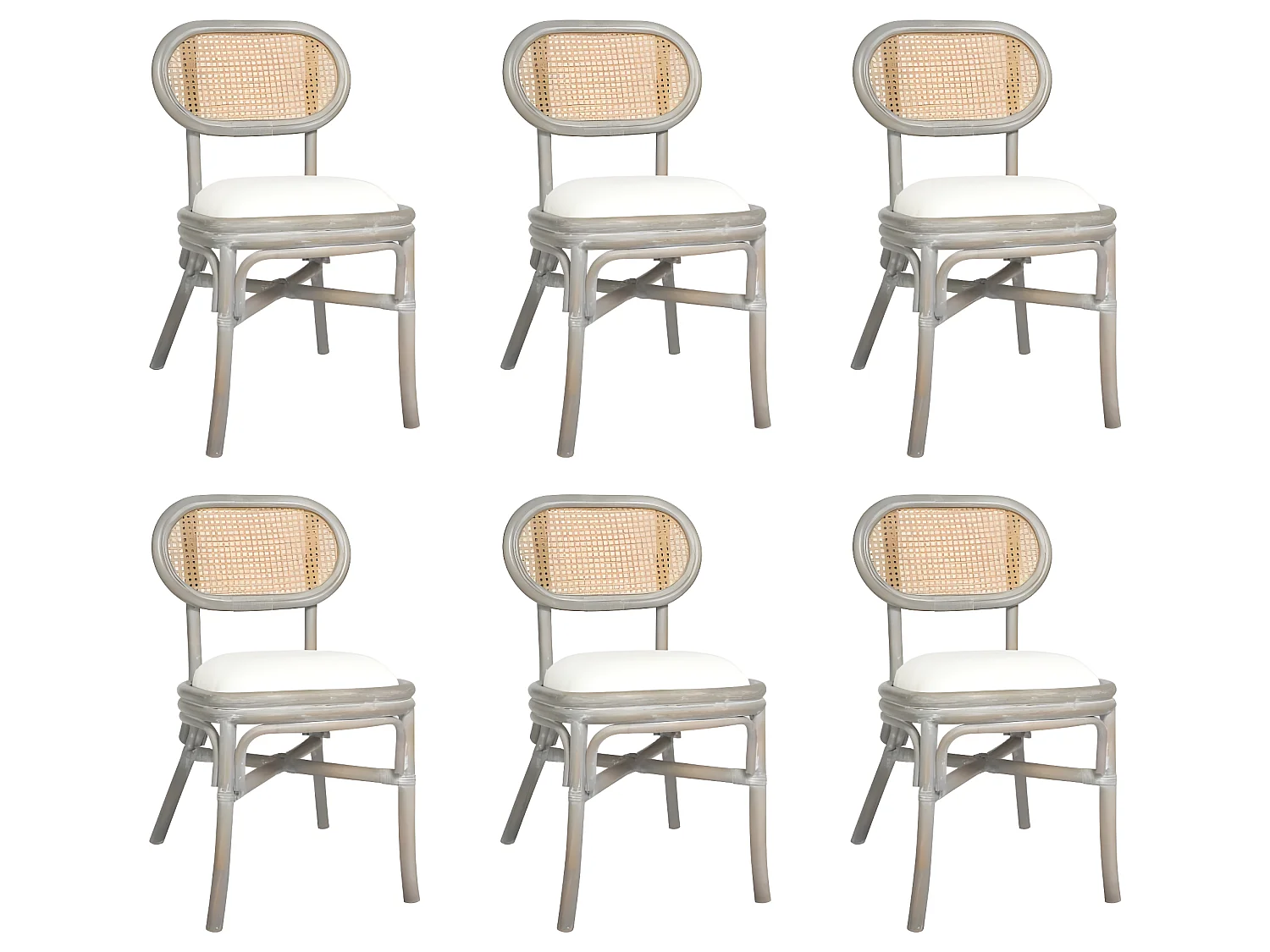 Lot de 6 chaises de salle à manger cuisine design rétro lin gris CDS022469