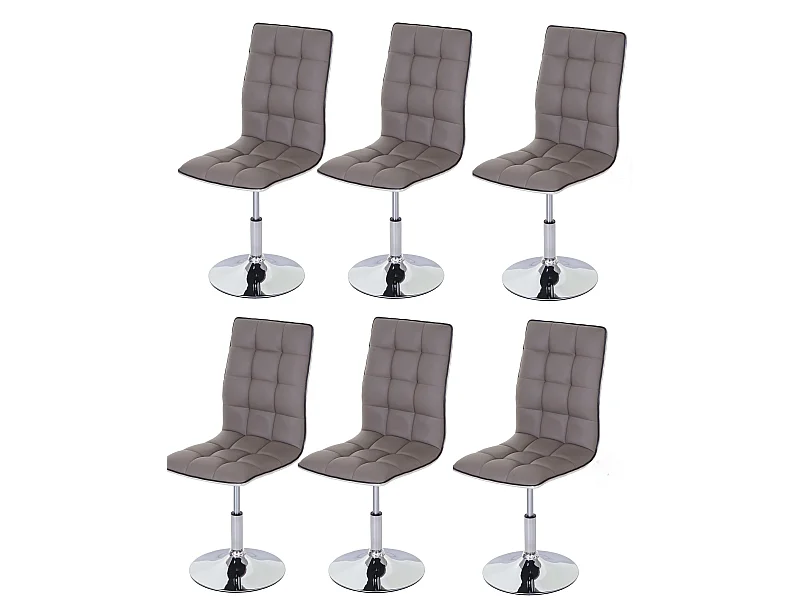 Lot de 6 chaises de salle à manger hauteur réglable en synthétique taupe CDS04294