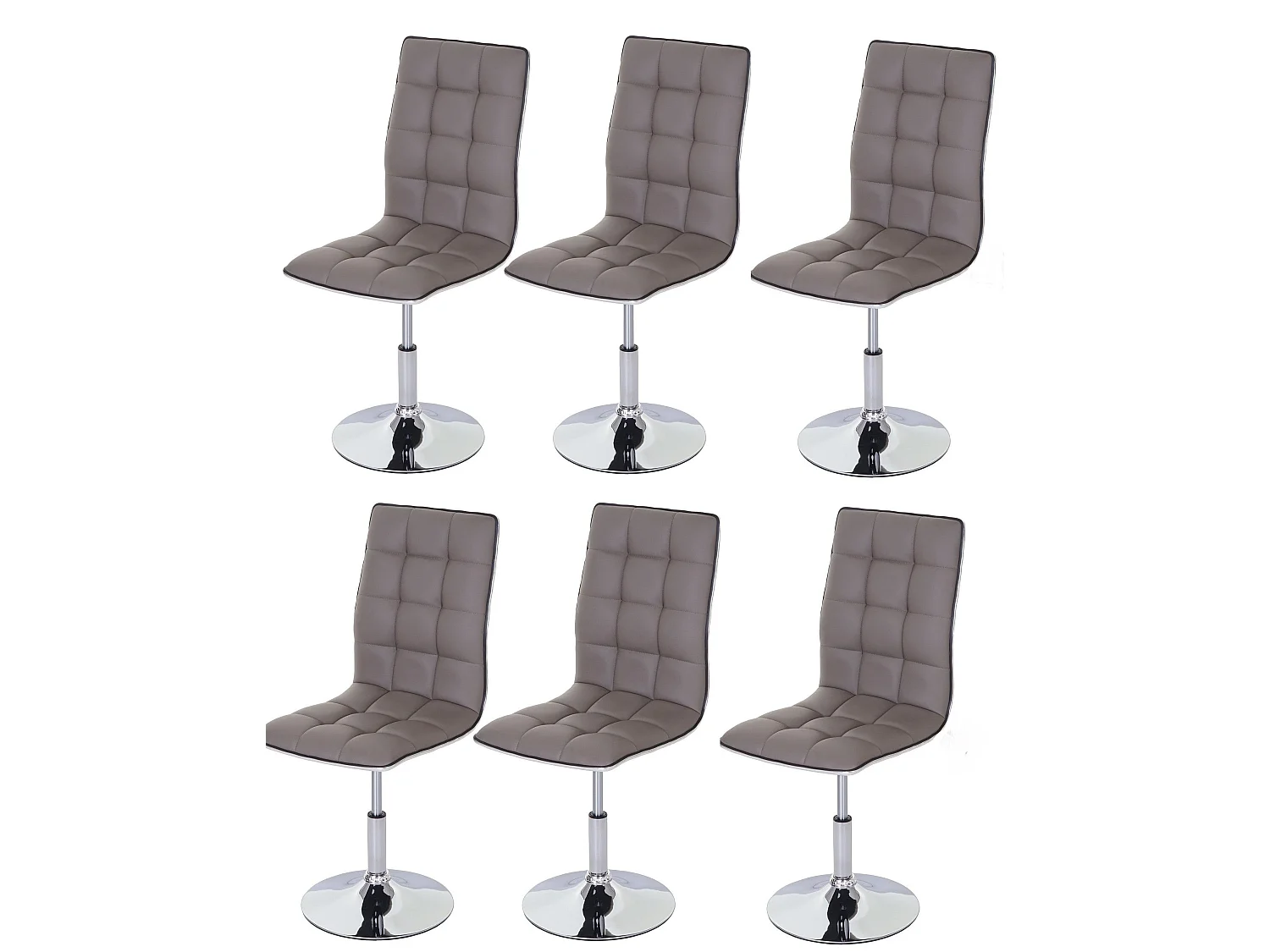 Lot de 6 chaises de salle à manger hauteur réglable en synthétique taupe CDS04294