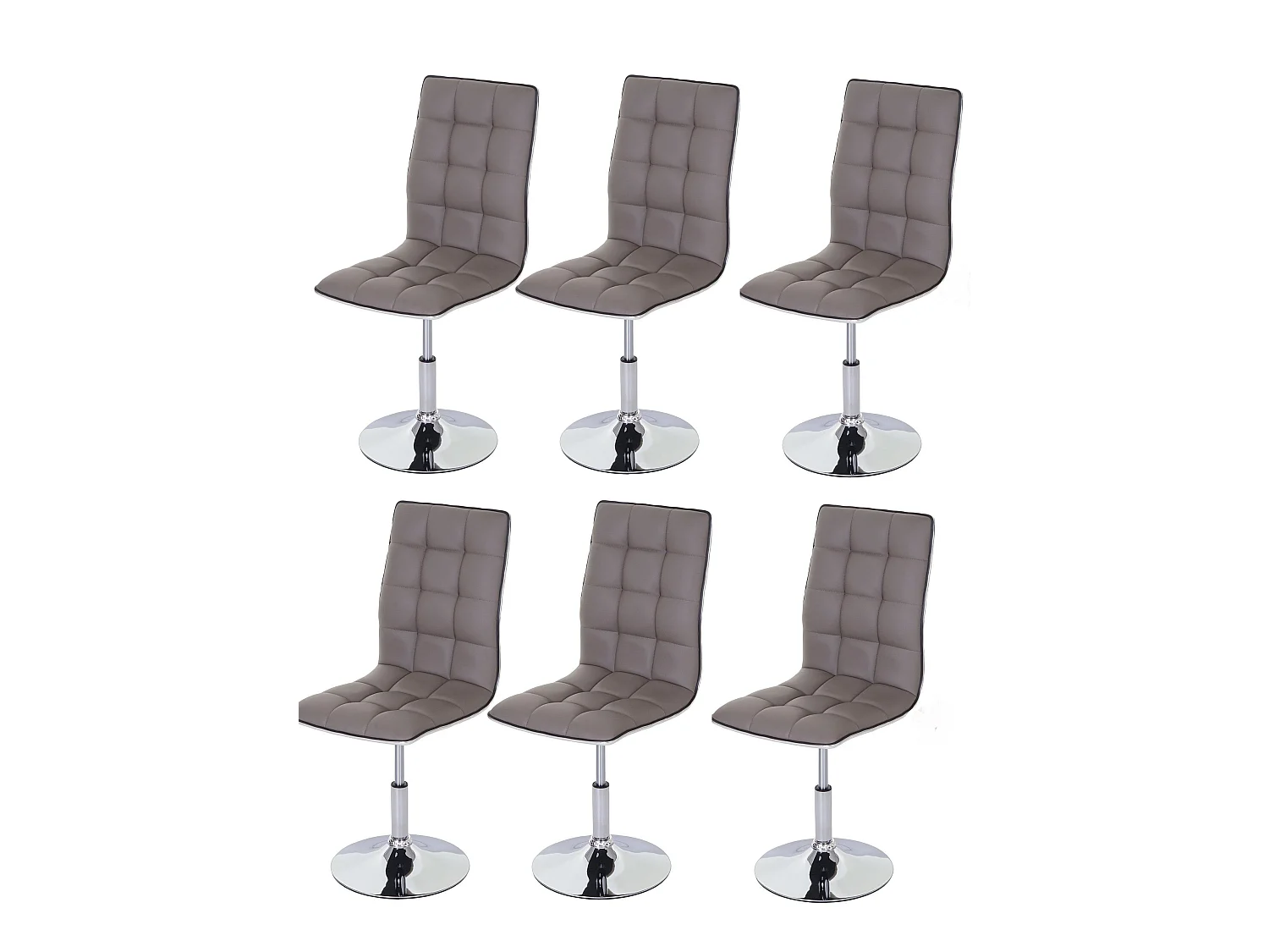 Lot de 6 chaises de salle à manger hauteur réglable en synthétique taupe CDS04294